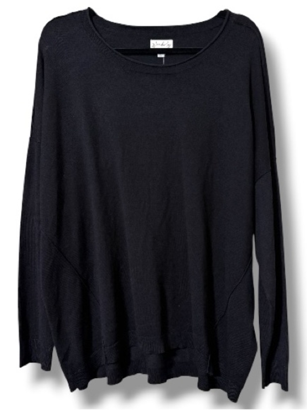 Wonderly women’s size petite xl long sleeve crew neck pullover black sweater NWT